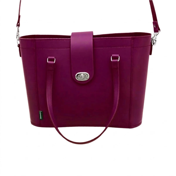 Leather Mini Twist Lock Shopper Bag - Magenta