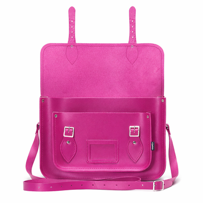 Sac besace en cuir fait main - Magenta