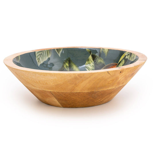 Mango Wooden Bowl Green with enamel inlay 24cm
