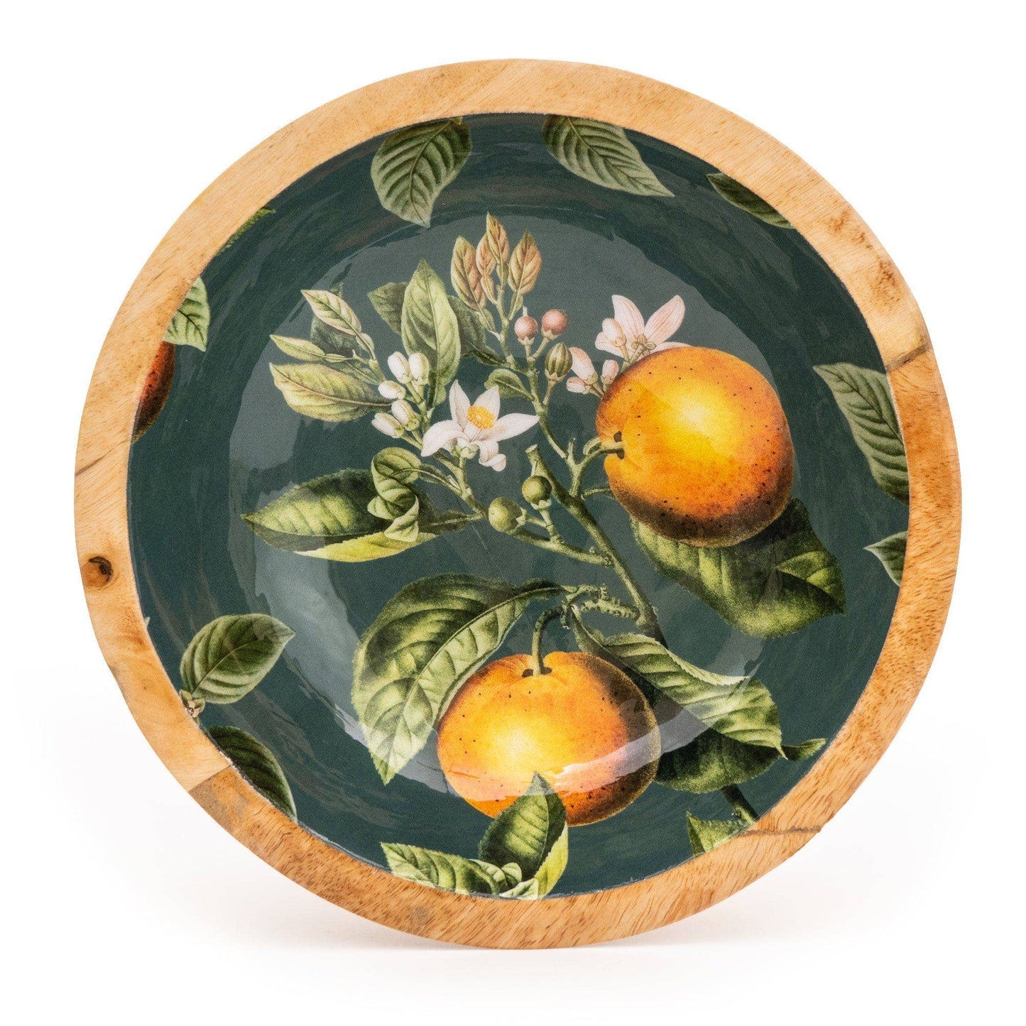 Mango Wooden Bowl Green with enamel inlay 24cm