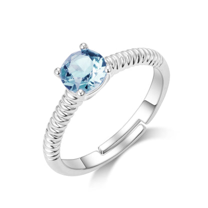 March (Aquamarine) Adjustable Birthstone Ring Created with Zircondia® Crystals