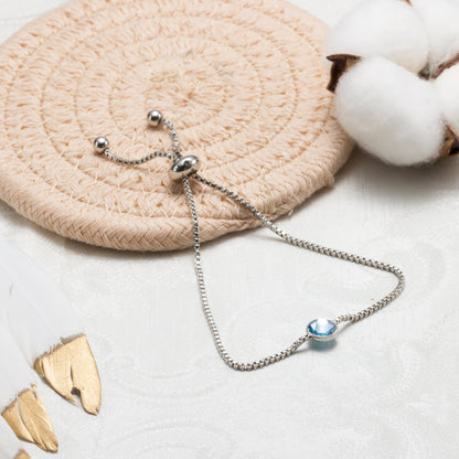 March (Aquamarine) Birthstone Bracelet Created with Zircondia® Crystals