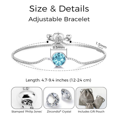March (Aquamarine) Birthstone Bracelet Created with Zircondia® Crystals