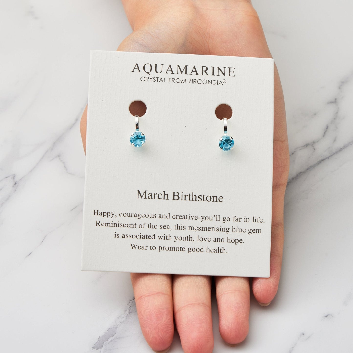 March (Aquamarine) Birthstone Clip On Earrings Created with Zircondia® Crystals