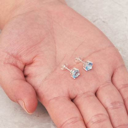 March (Aquamarine) Birthstone Earrings Created with Zircondia® Crystals