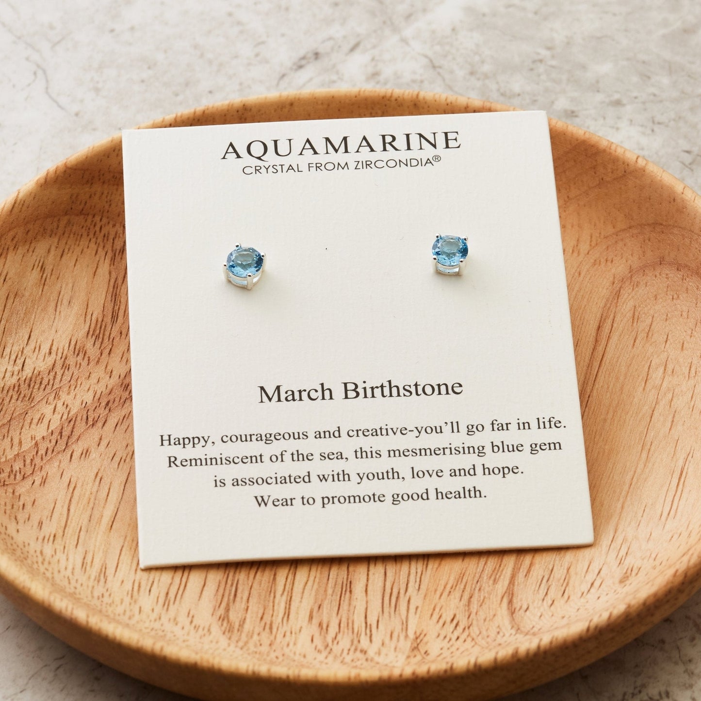March (Aquamarine) Birthstone Earrings Created with Zircondia® Crystals