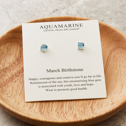 March (Aquamarine) Birthstone Earrings Created with Zircondia® Crystals