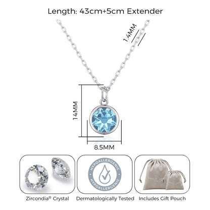 Collier pierre de naissance de mars (Aigue-marine) créé avec des cristaux Zircondia®