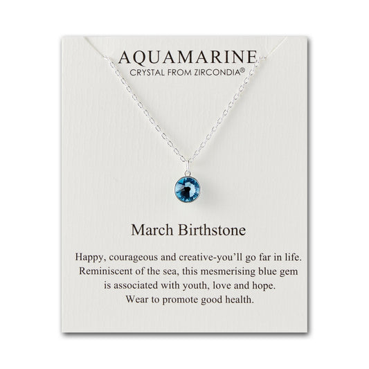 March (Aquamarine) Birthstone Necklace Created with Zircondia® Crystals