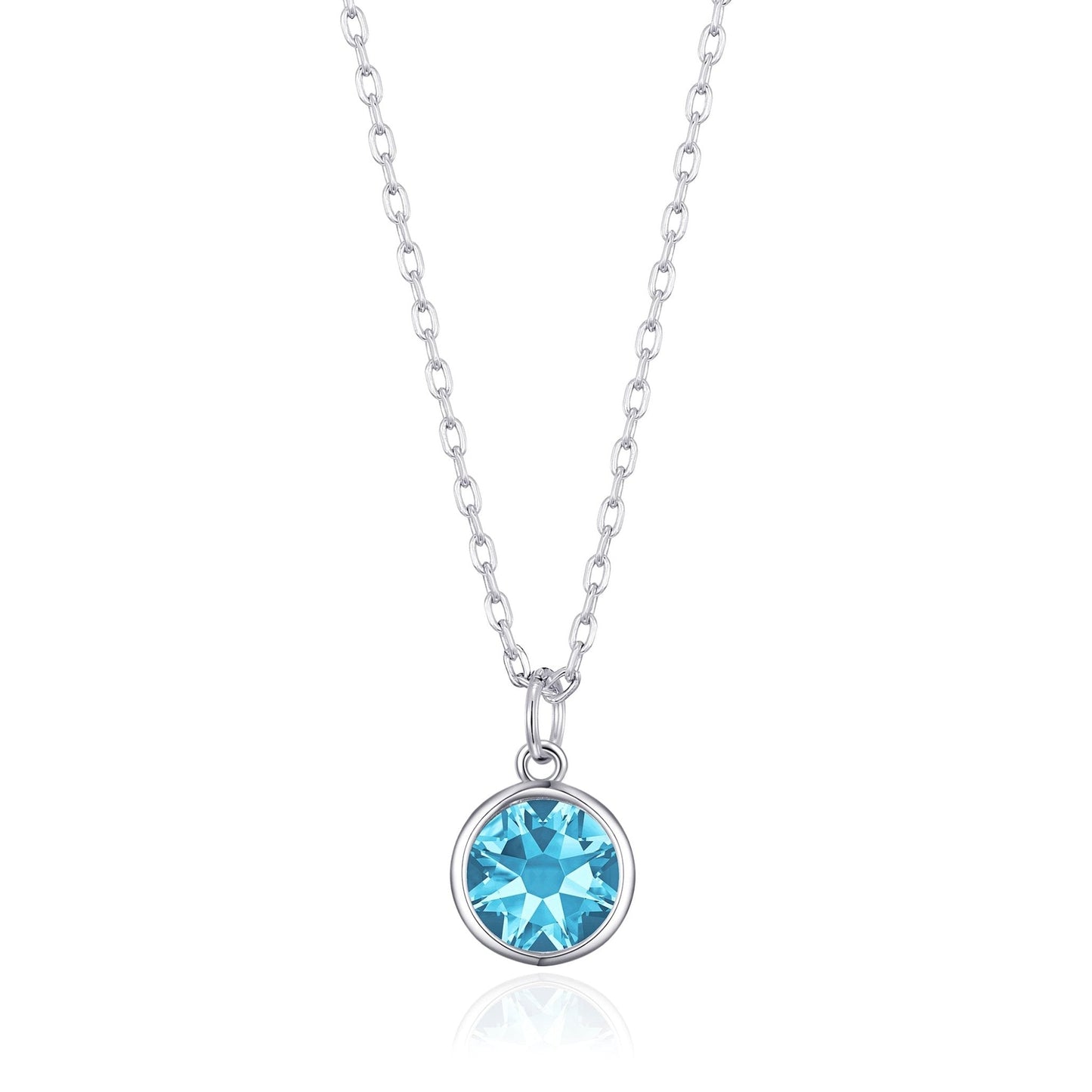 Collier pierre de naissance de mars (Aigue-marine) créé avec des cristaux Zircondia®