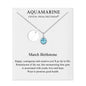 March (Aquamarine) Birthstone Necklace with Initial Charm (A to Z) Created with Zircondia® Crystals