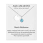 March (Aquamarine) Birthstone Necklace with Initial Charm (A to Z) Created with Zircondia® Crystals