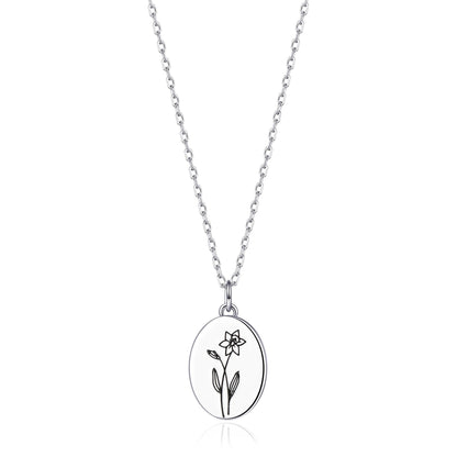 March Birth Flower Daffodil Necklace with Card