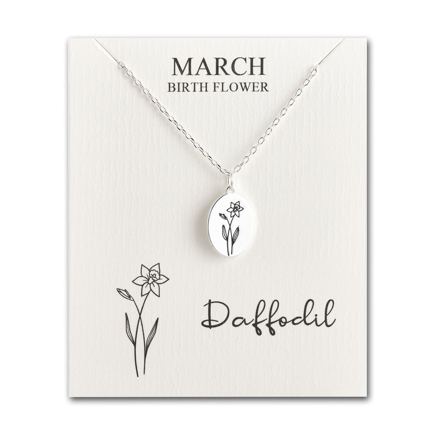 March Birth Flower Daffodil Necklace with Card