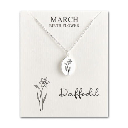 March Birth Flower Daffodil Necklace with Card