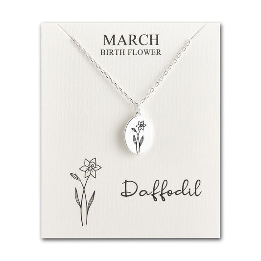 March Birth Flower Daffodil Necklace with Card