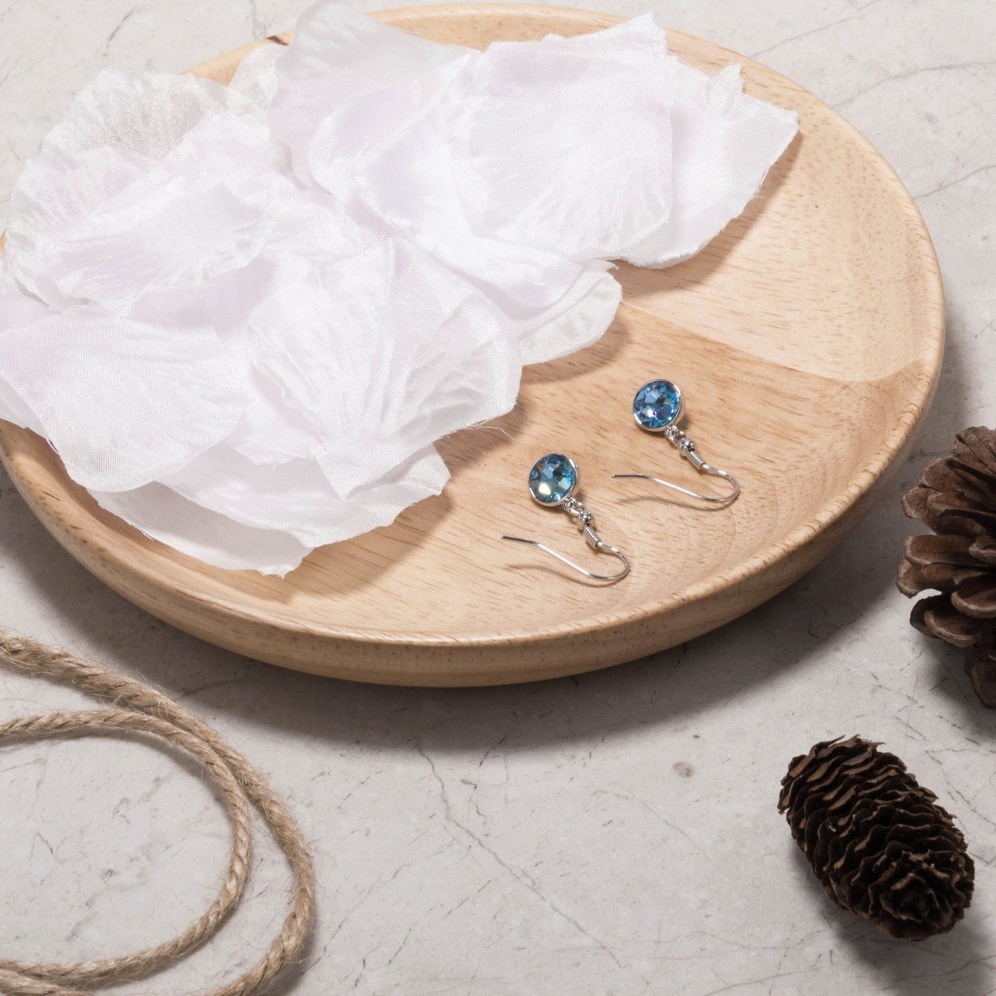 March Birthstone Drop Earrings Created with Aquamarine Zircondia® Crystals