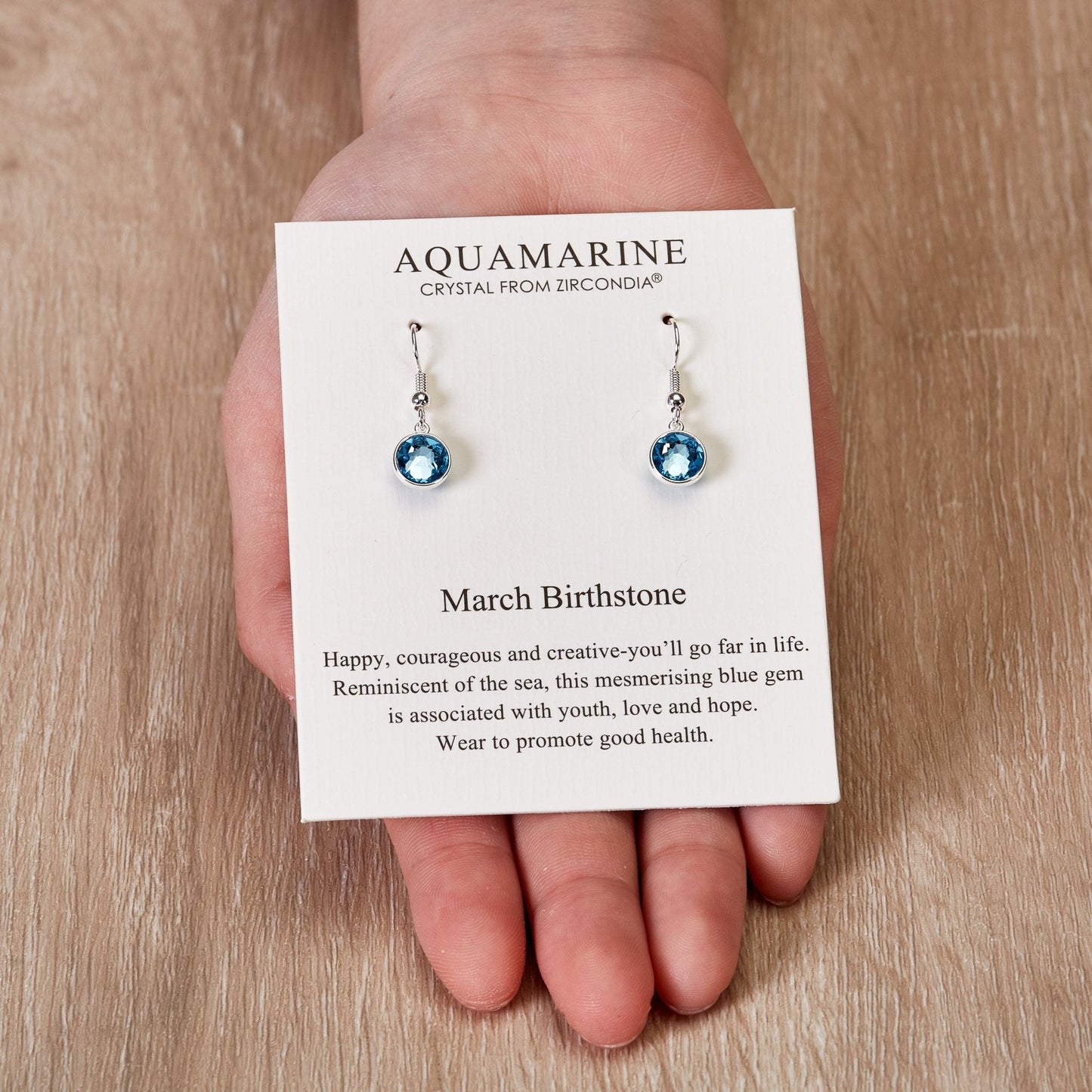 March Birthstone Drop Earrings Created with Aquamarine Zircondia® Crystals