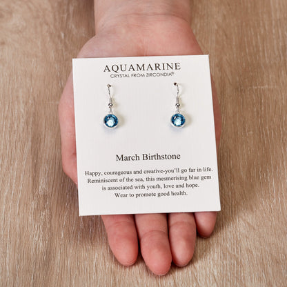 March Birthstone Drop Earrings Created with Aquamarine Zircondia® Crystals