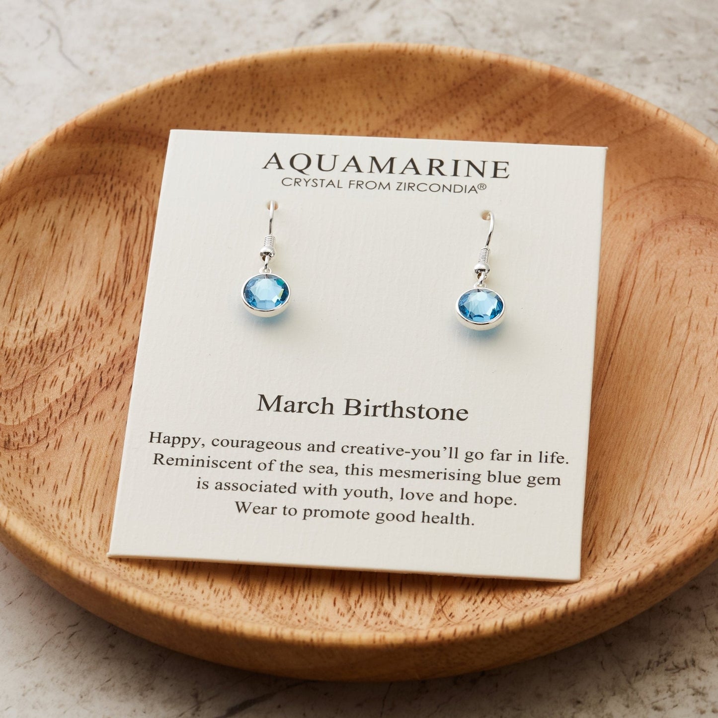 March Birthstone Drop Earrings Created with Aquamarine Zircondia® Crystals