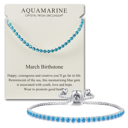 March Birthstone Friendship Bracelet with Aquamarine Zircondia® Crystals