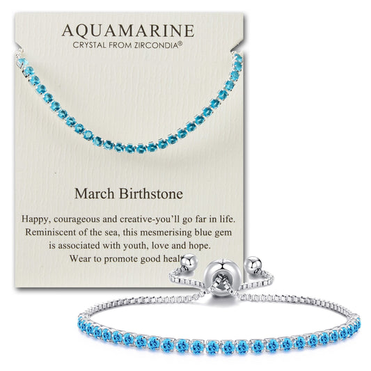March Birthstone Friendship Bracelet with Aquamarine Zircondia® Crystals