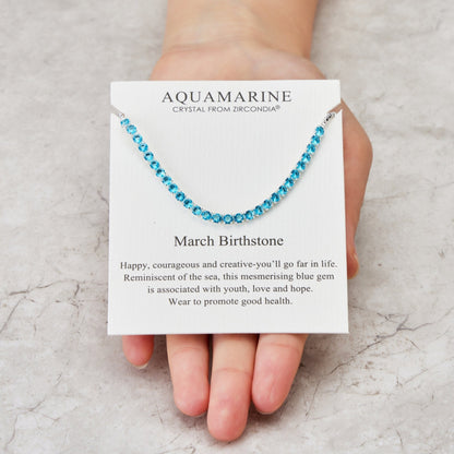 March Birthstone Friendship Bracelet with Aquamarine Zircondia® Crystals