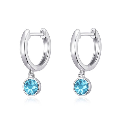 March Birthstone Hoop Earrings Created with Aquamarine Zircondia® Crystals