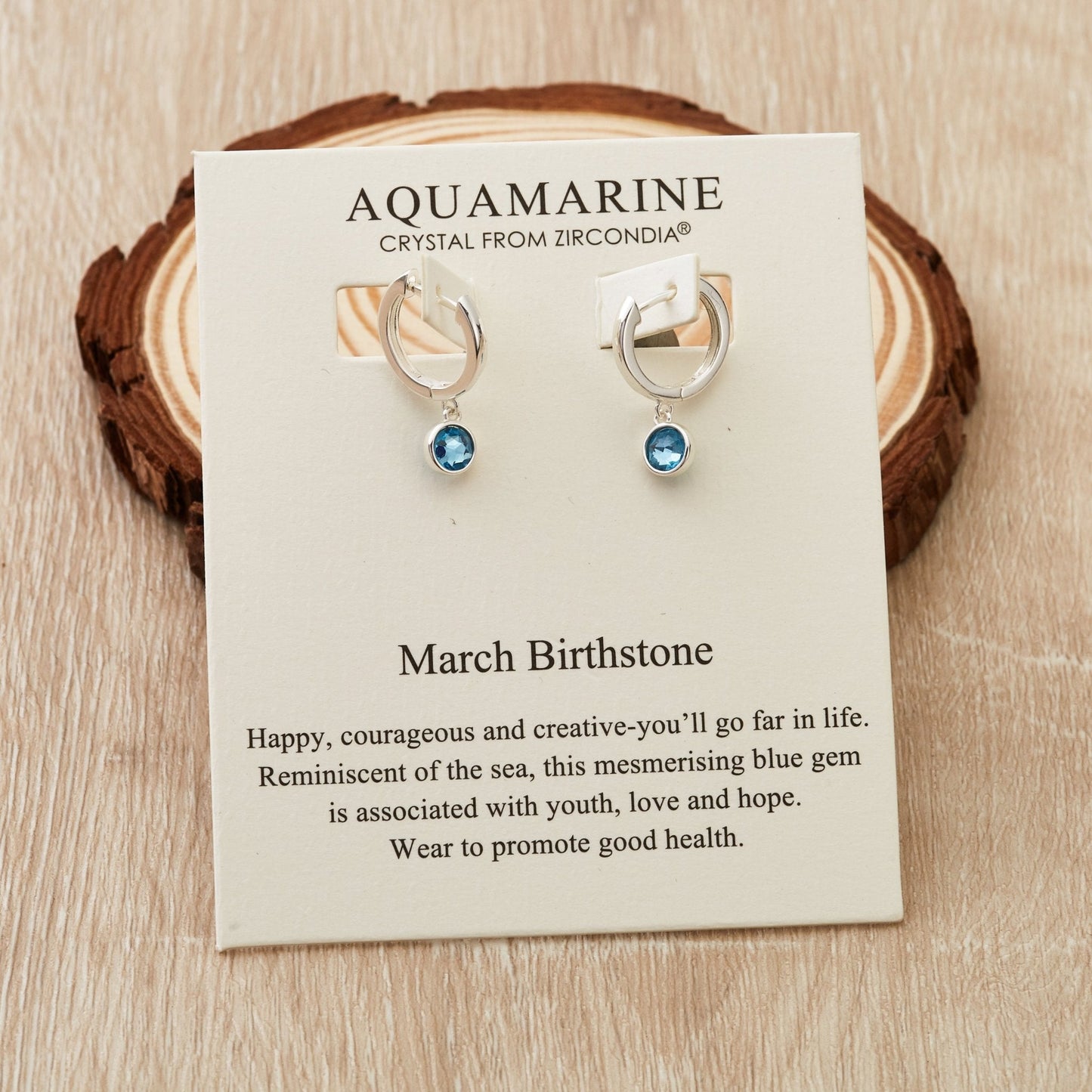 March Birthstone Hoop Earrings Created with Aquamarine Zircondia® Crystals