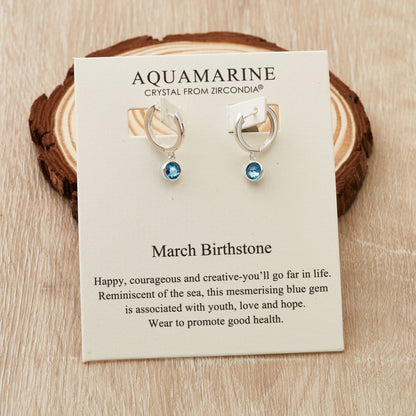 March Birthstone Hoop Earrings Created with Aquamarine Zircondia® Crystals