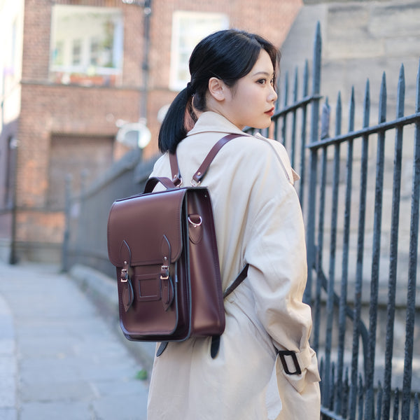 Sac à dos urbain en cuir fait main - Rouge marsala
