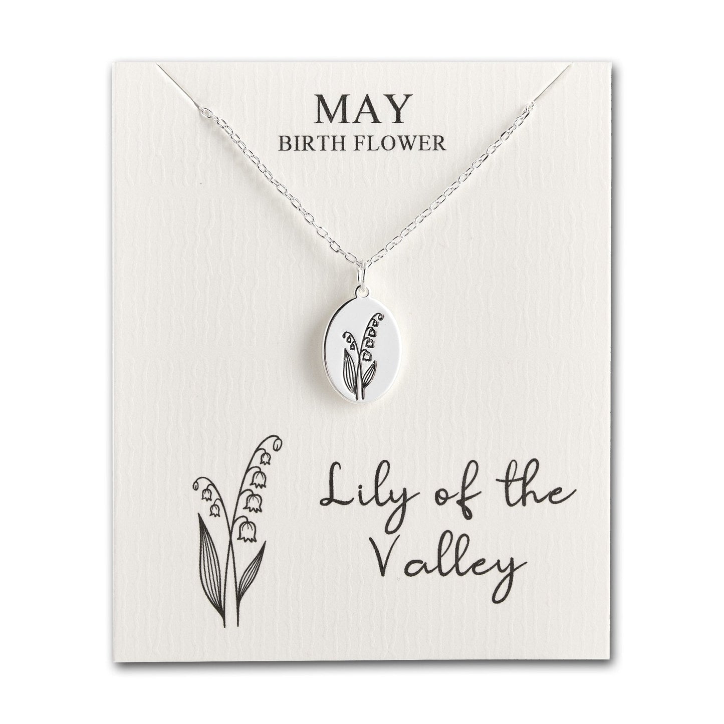 May Birth Flower Lily of the Valley Necklace with Card