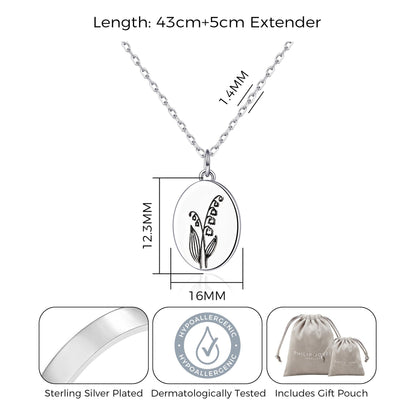 May Birth Flower Lily of the Valley Necklace with Card