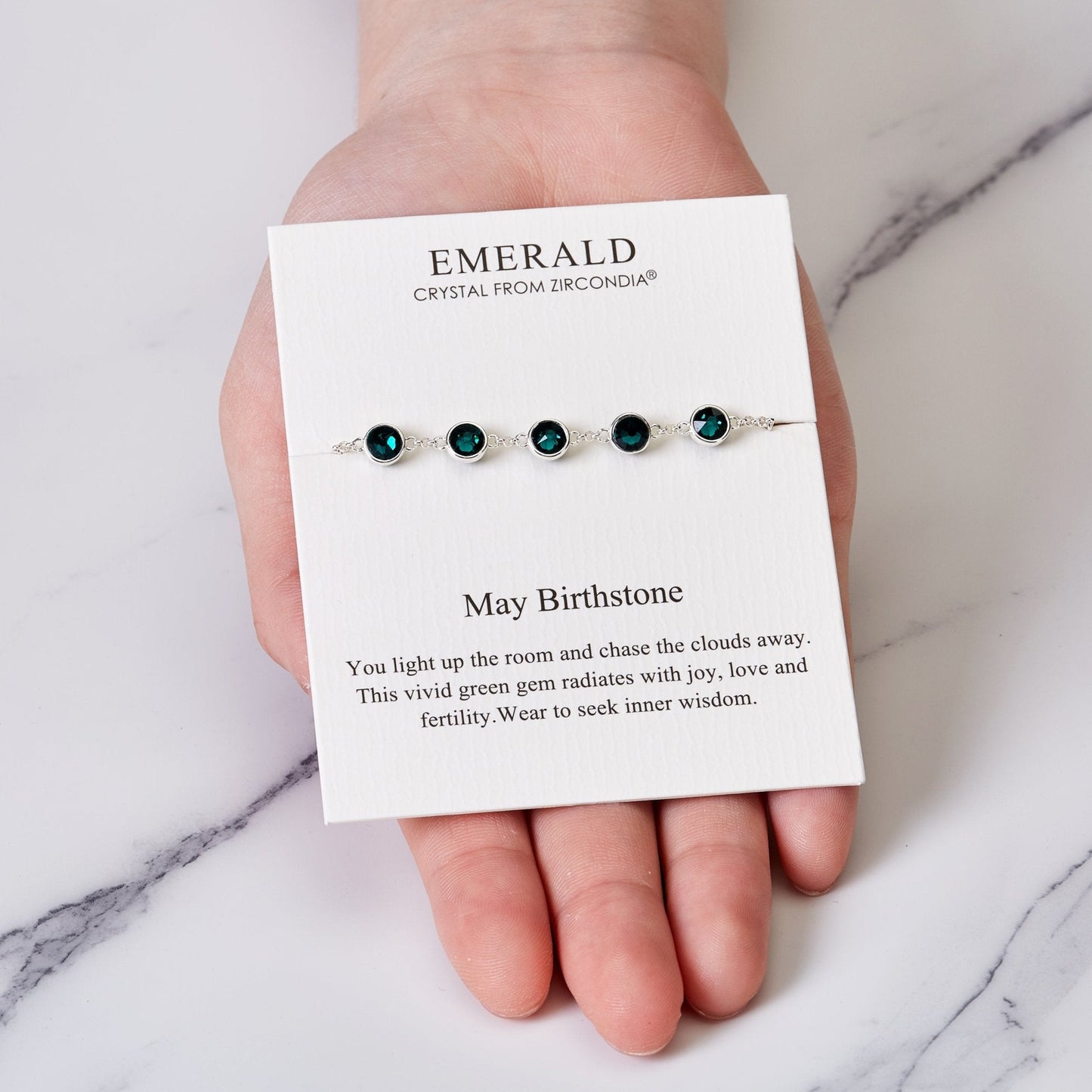 May Birthstone Bracelet Created with Emerald Zircondia® Crystals