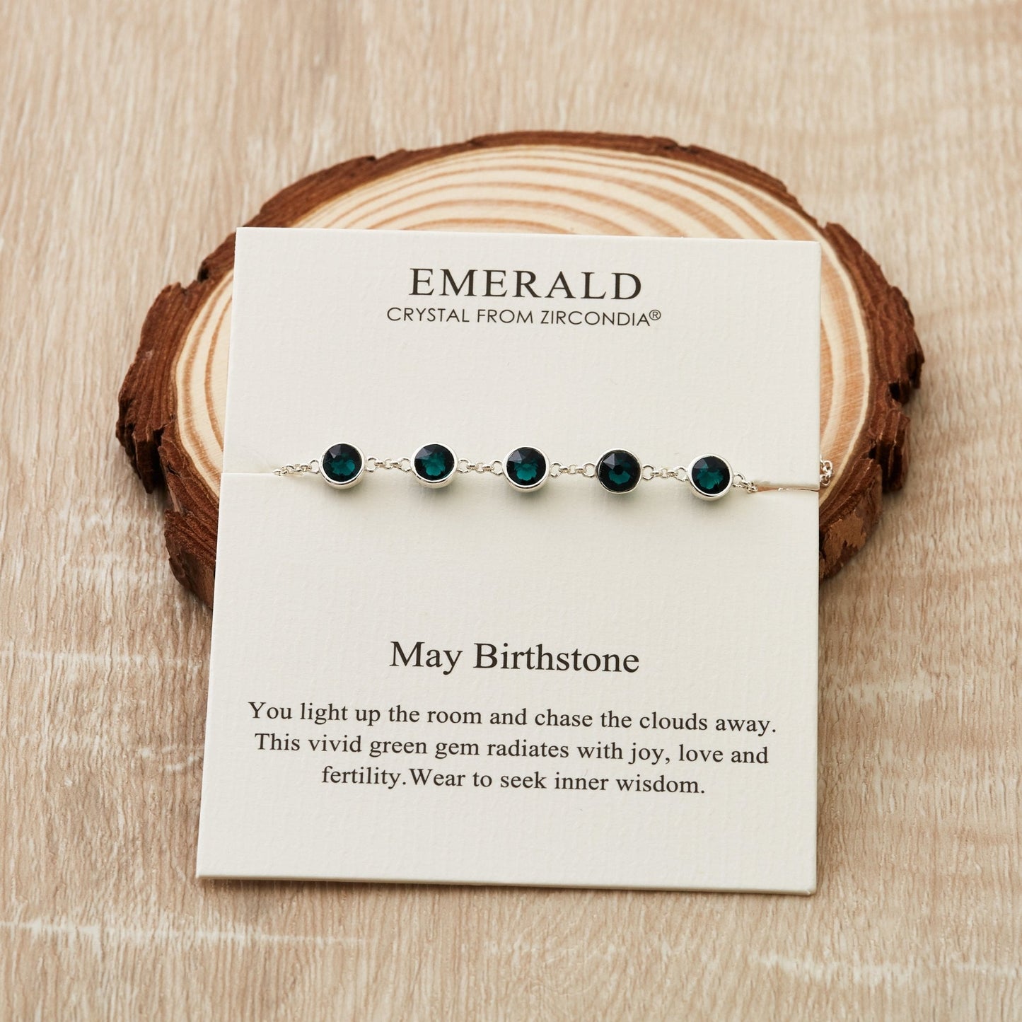 May Birthstone Bracelet Created with Emerald Zircondia® Crystals