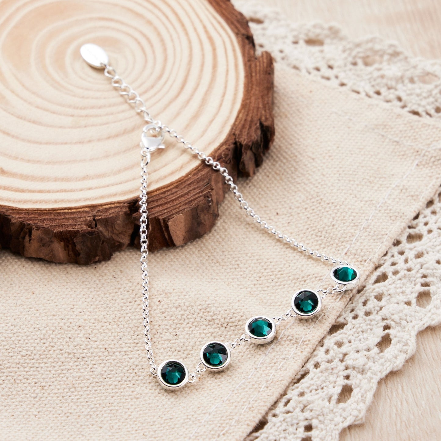 May Birthstone Bracelet Created with Emerald Zircondia® Crystals