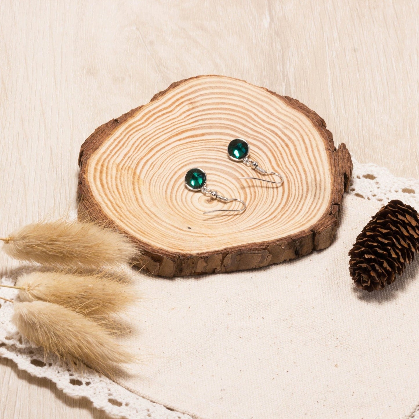 May Birthstone Drop Earrings Created with Emerald Zircondia® Crystals