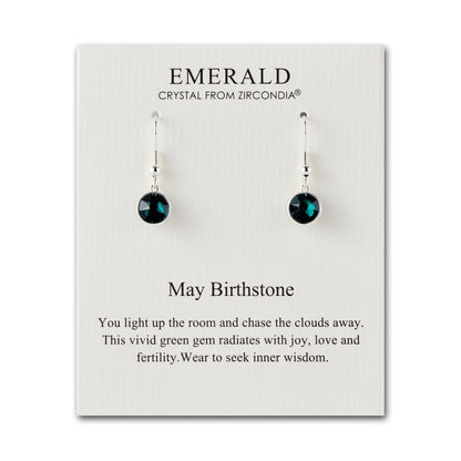May Birthstone Drop Earrings Created with Emerald Zircondia® Crystals