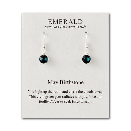 May Birthstone Drop Earrings Created with Emerald Zircondia® Crystals