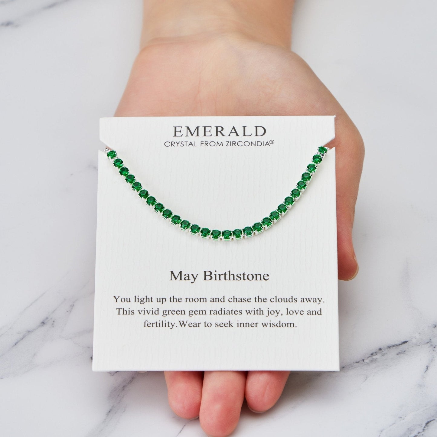 May Birthstone Friendship Bracelet with Emerald Zircondia® Crystals