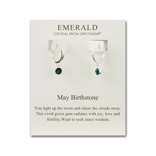May Birthstone Hoop Earrings Created with Emerald Zircondia® Crystals