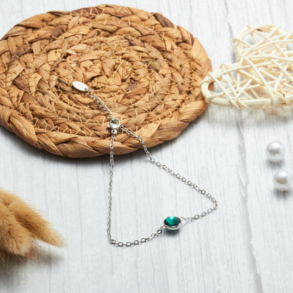 May (Emerald) Birthstone Anklet Created with Zircondia® Crystals