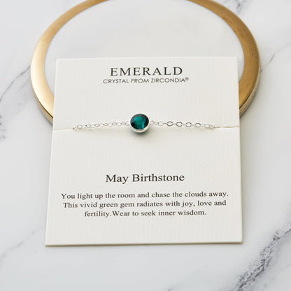 May (Emerald) Birthstone Anklet Created with Zircondia® Crystals