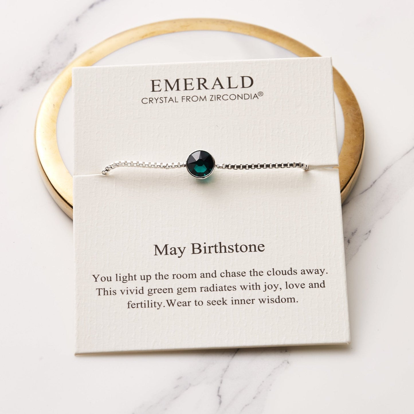 May (Emerald) Birthstone Bracelet Created with Zircondia® Crystals