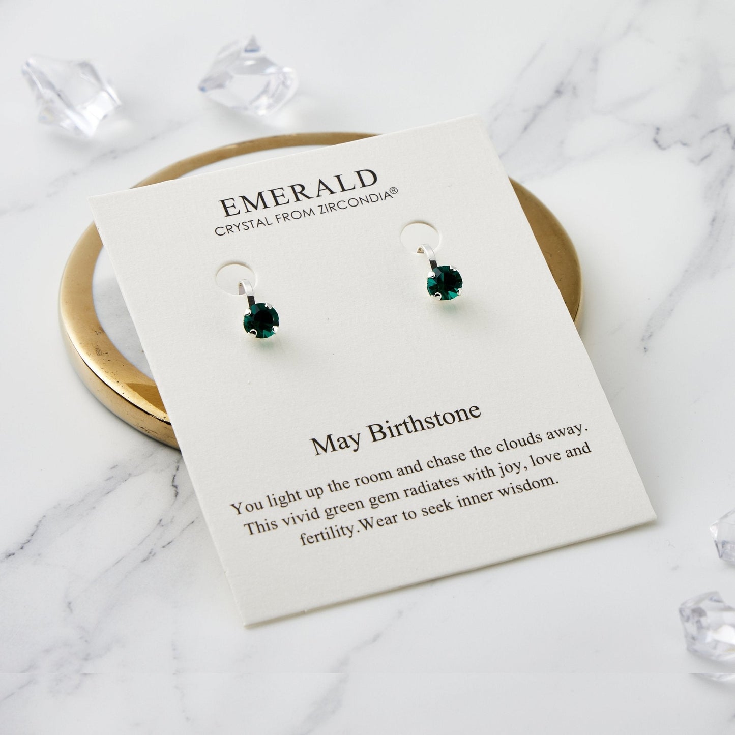 May (Emerald) Birthstone Clip On Earrings Created with Zircondia® Crystals