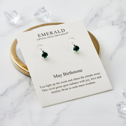 May (Emerald) Birthstone Clip On Earrings Created with Zircondia® Crystals