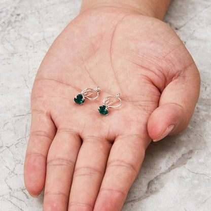 May (Emerald) Birthstone Clip On Earrings Created with Zircondia® Crystals