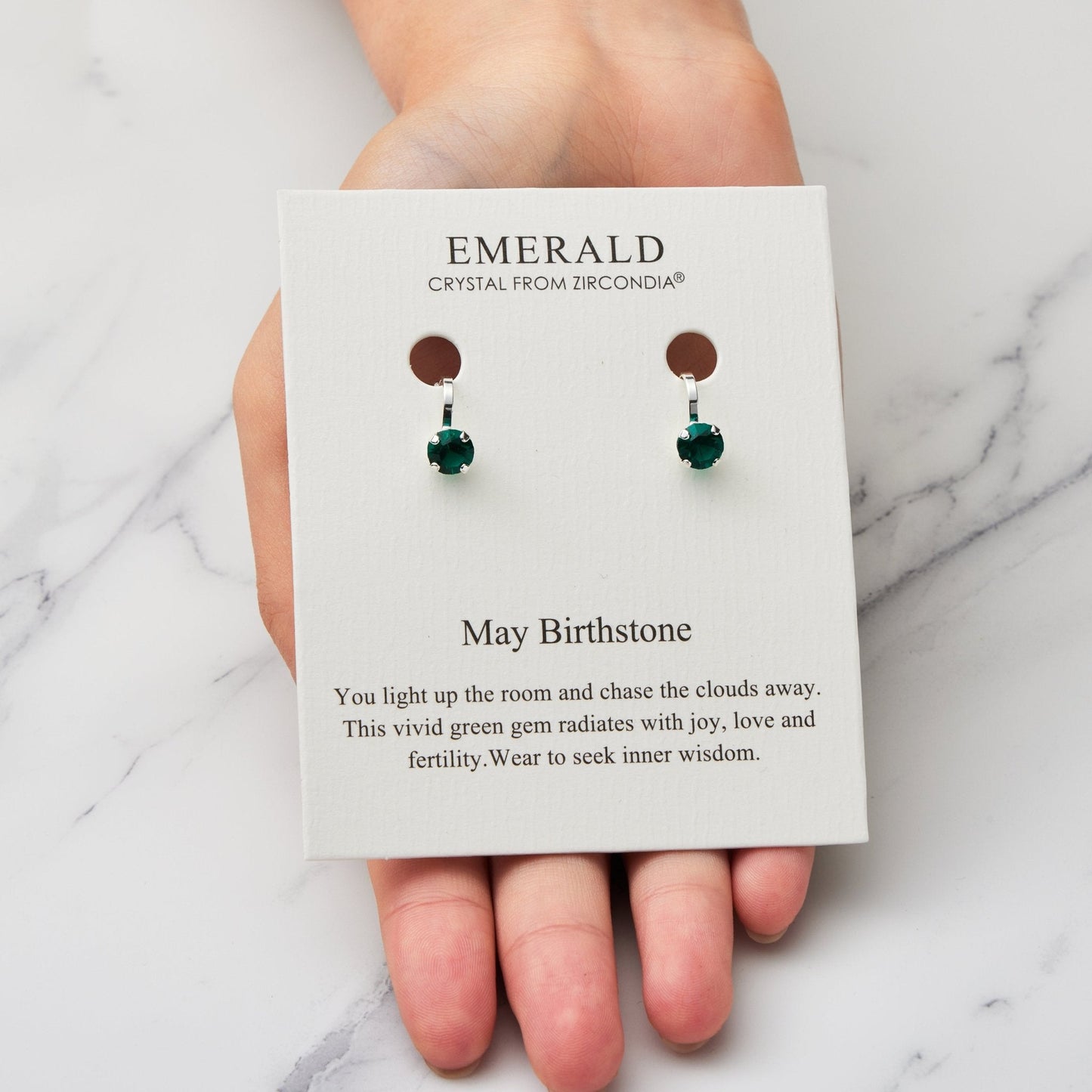 May (Emerald) Birthstone Clip On Earrings Created with Zircondia® Crystals