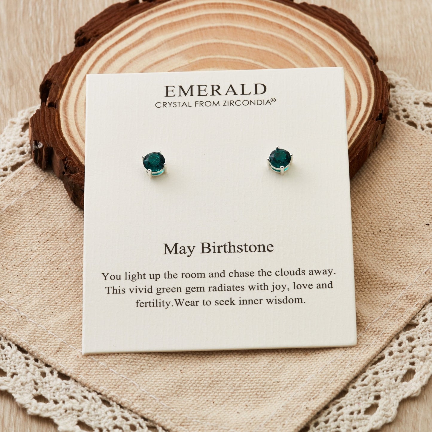 May (Emerald) Birthstone Earrings Created with Zircondia® Crystals