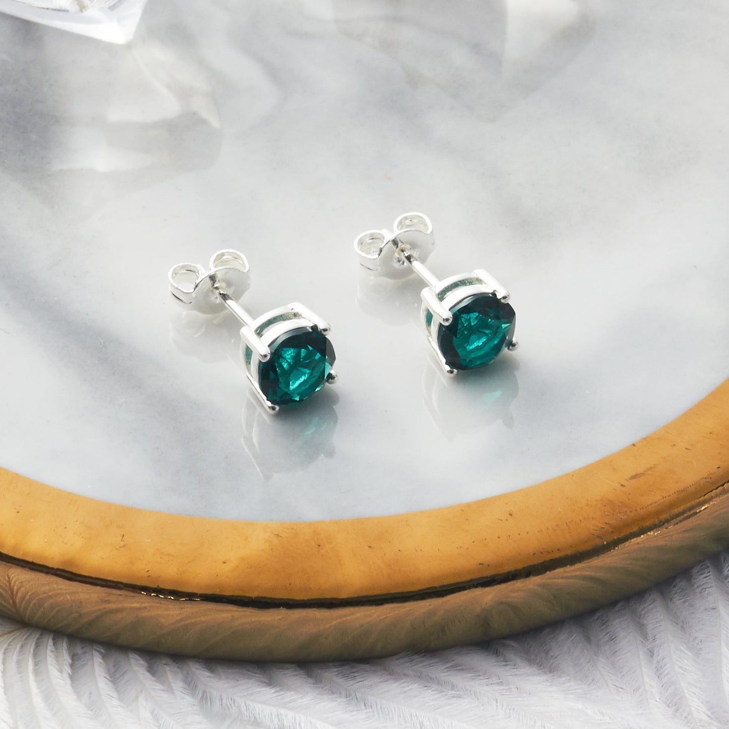 May (Emerald) Birthstone Earrings Created with Zircondia® Crystals